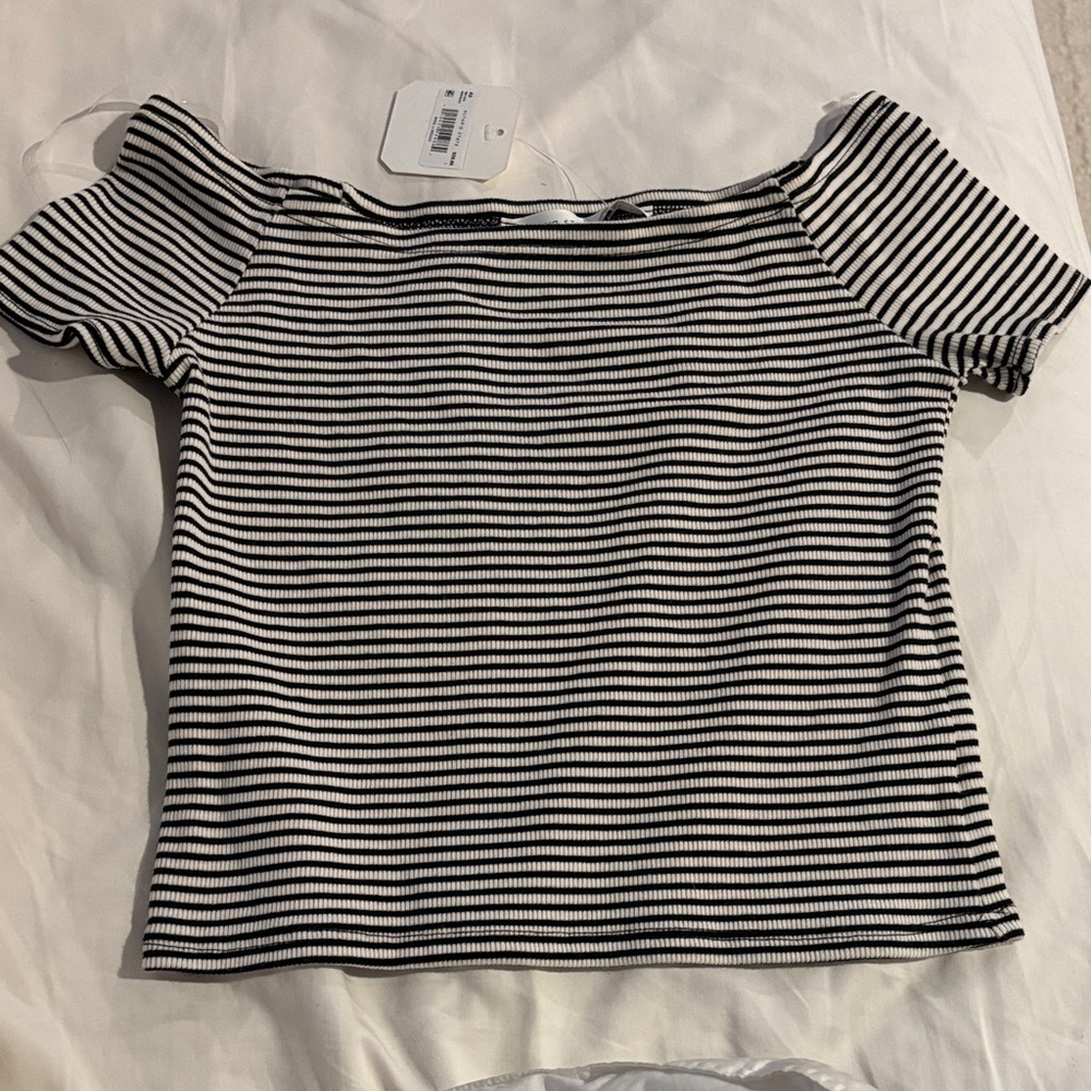 NWT Altar’d State Sz L Black and White Striped Women's Top
